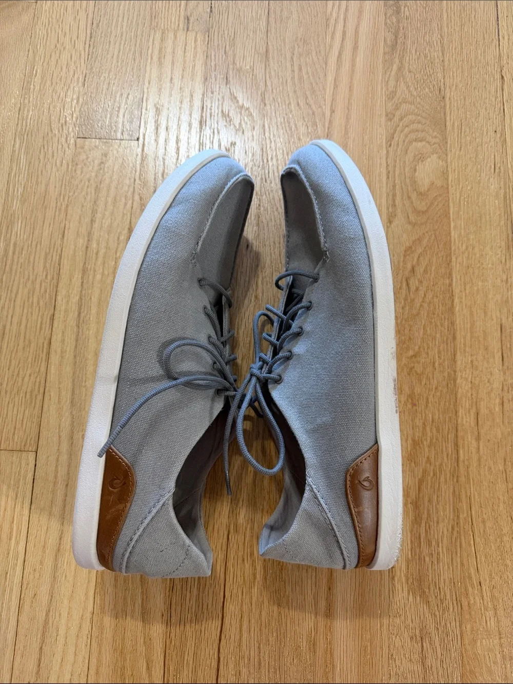 Olukai Mens Gray Canvas Manoa Slip on Shoes Sz 13